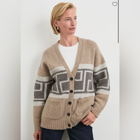 NWT Women's Rails Chelsea Cardigan Brown/Print size Large wool